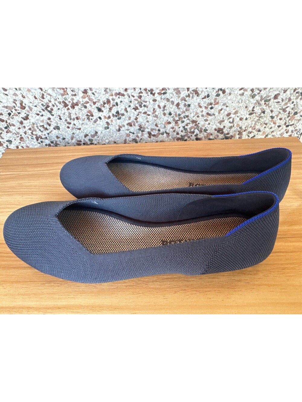 Rothys The Flat Navy Blue Knit Ballet Flats Size 10 Womens Shoes
